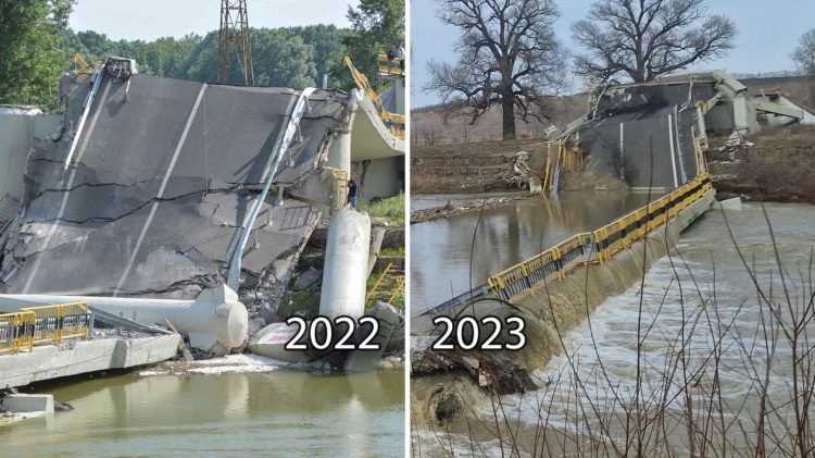 După ce Ciucă a promis că trimite Armata, podul de la Luțca arată la fel ca acum 9 luni, când s-a prăbușit. S-a transformat într-o cascadă