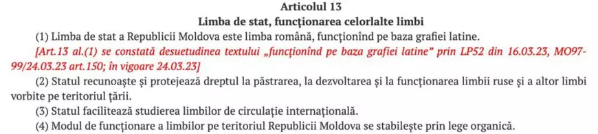 limba romana constitutie republica moldova