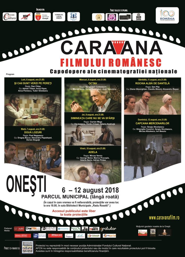 „Caravana filmului românesc – Capodopere ale cinematografiei naţionale” revine la Oneşti, în perioada 6 – 12 august