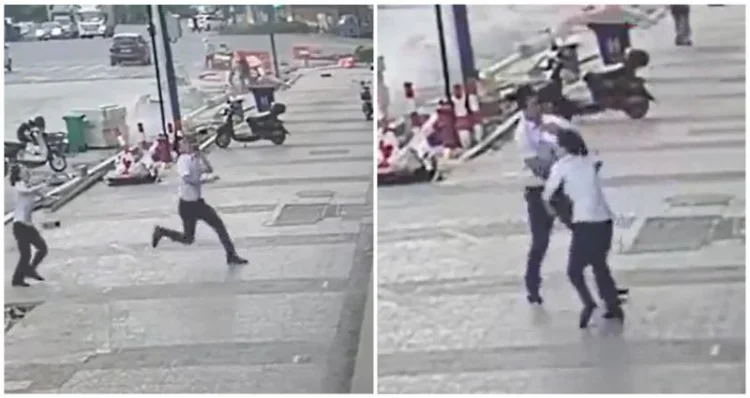 Video: un bărbat reușește miraculos sa prindă un copil care cade de la etajul 6 al unui bloc