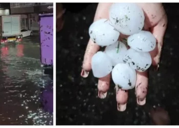 Ploi torențiale și inundații în mai multe județe. Grindină cât oul de găină în Buzău și sute de mașini, distruse de bucățile mari de gheață