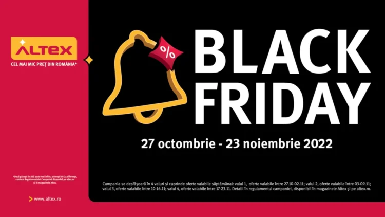 Black Friday la Altex, în perioada 27 octombrie – 23 noiembrie!  Patru săptămâni de oferte și super reduceri,  în magazinele fizice și online!