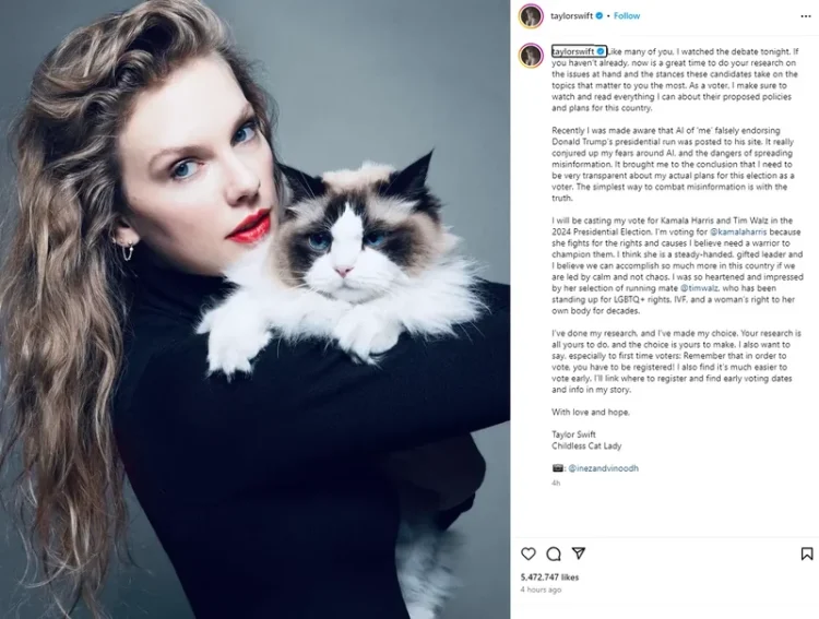 Cât de importantă este susținerea celebrităților precum Taylor Swift în alegerile din America