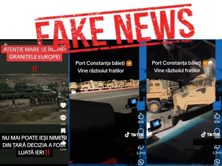 Noi dezinformări „grosolane” pe TikTok. Ideea cu închiderea granițelor și imaginile cu blindate în Portul Constanța sunt false, avertizează MApN