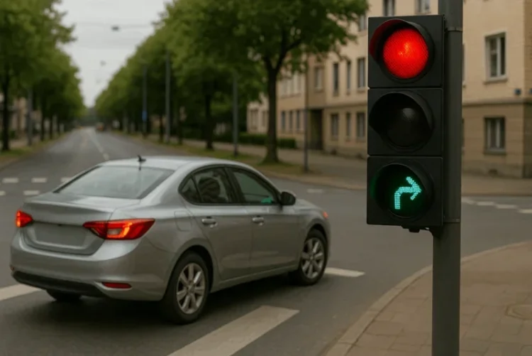 2025: Cum procedezi la semafor roșu cu verde intermitent la dreapta. În ce situație se suspendă permisul?
